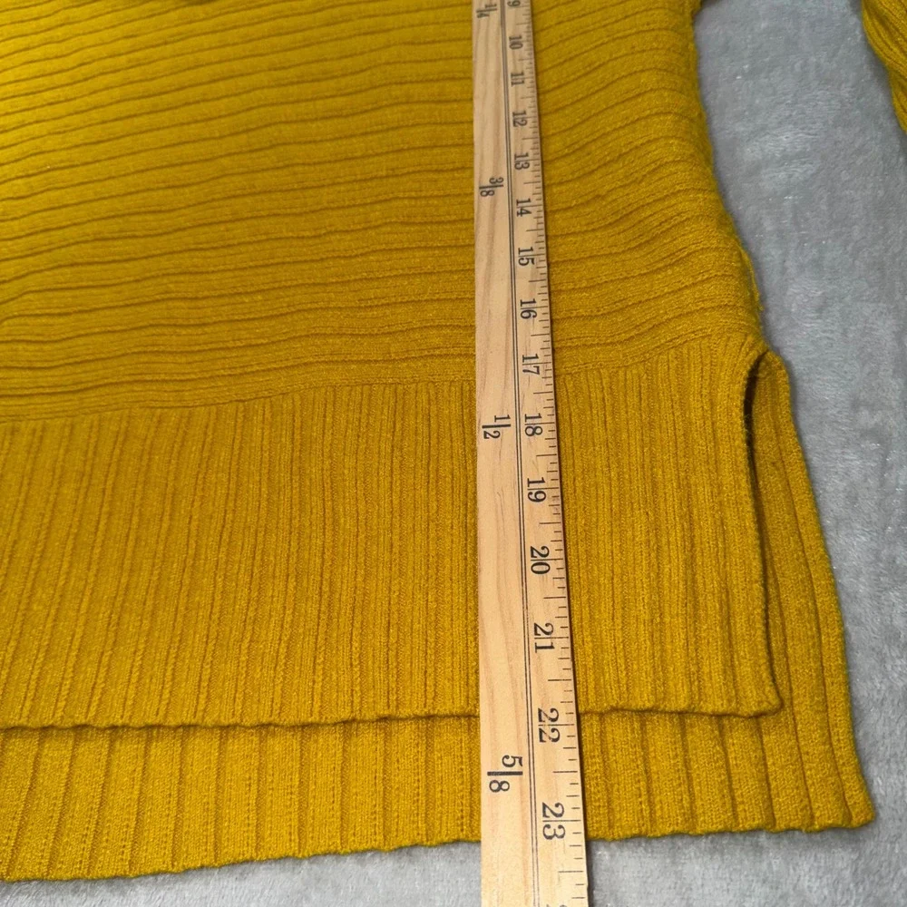 Anthropologie Moth Mustard Yellow Ribbed Cowl Neck High-Low Sweater Small Soft‎